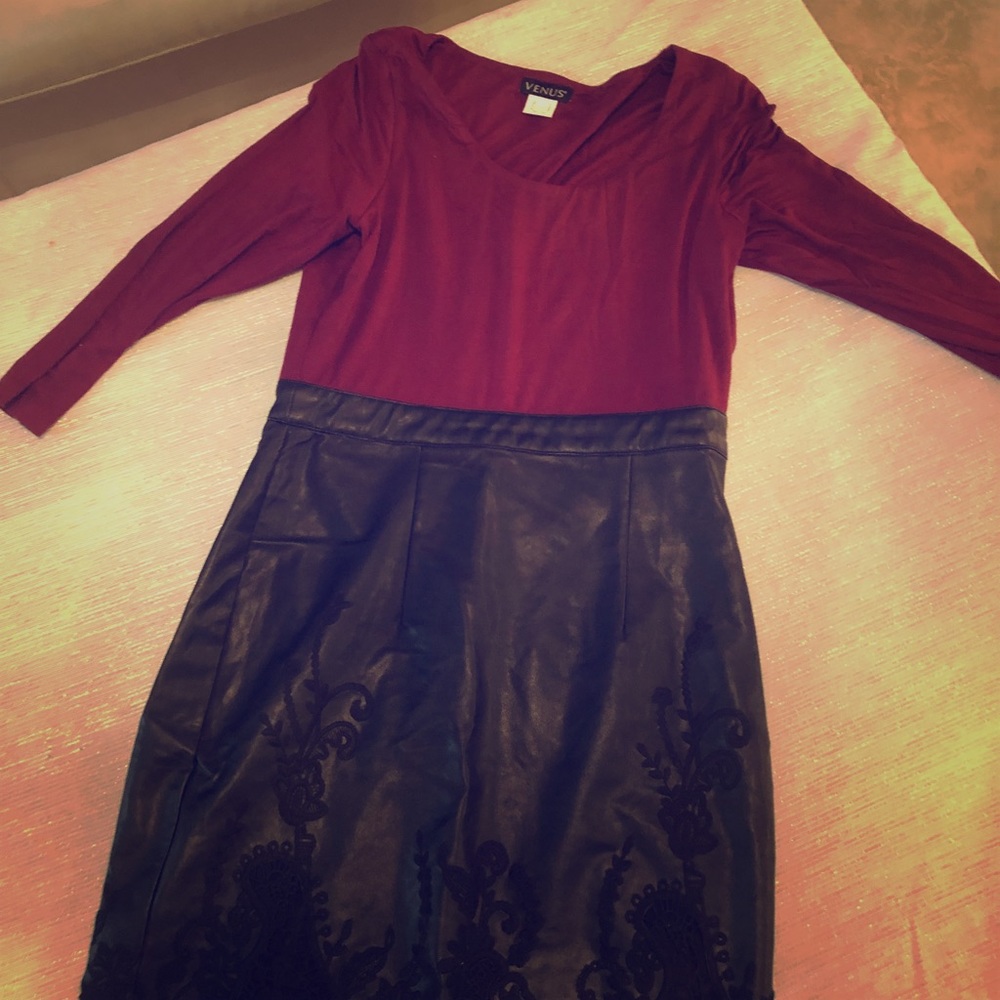 Sexy half cotton half leather dress